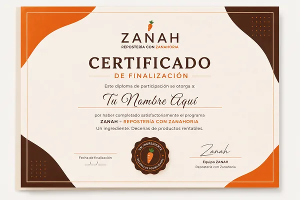 Mockup del Certificado de Finalización ZANAH